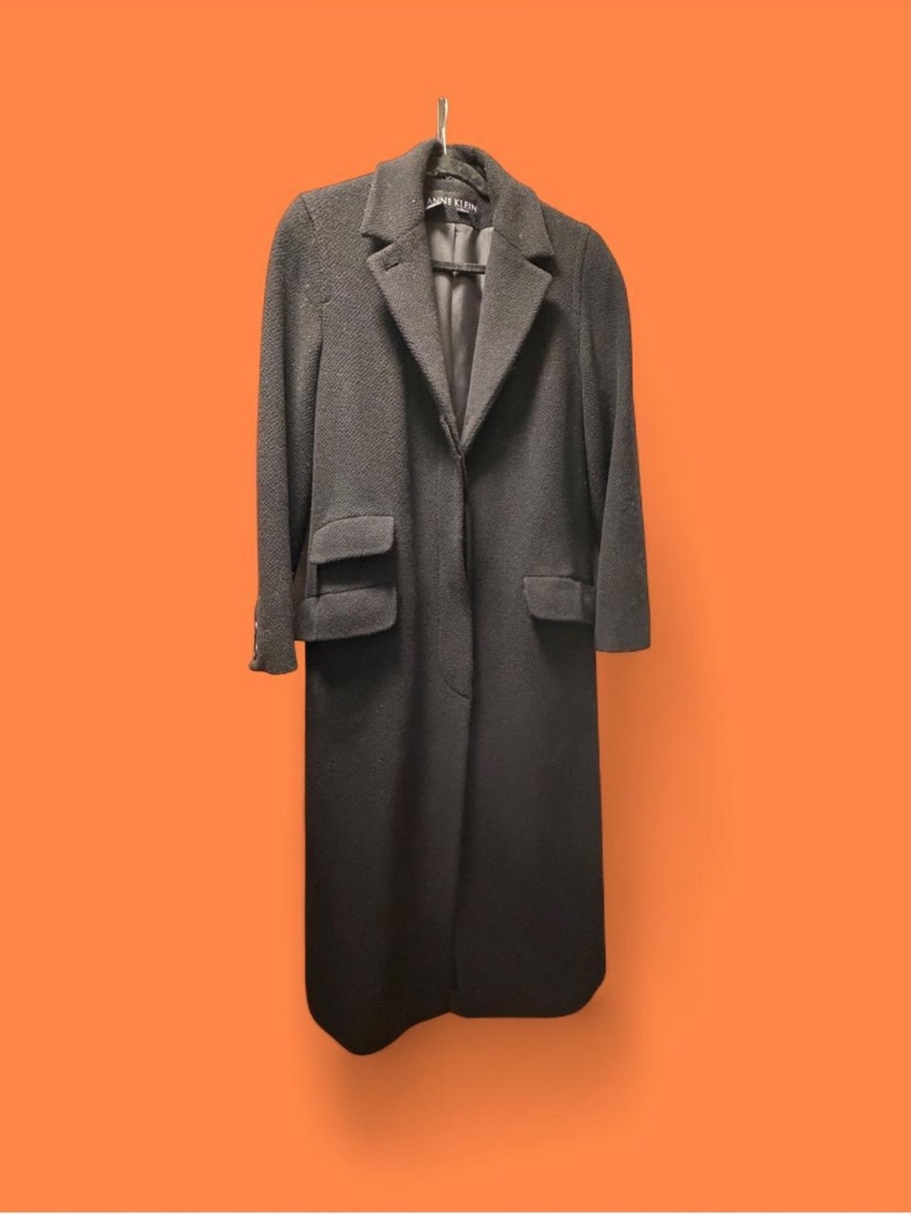Wool Coat Anne Klein Black Long Coat